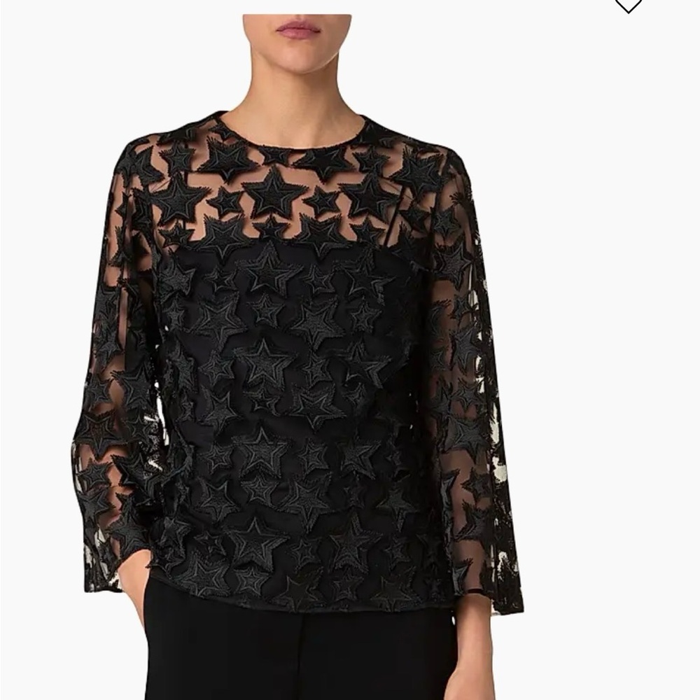 Akris Punto Black Star Lace Blouse